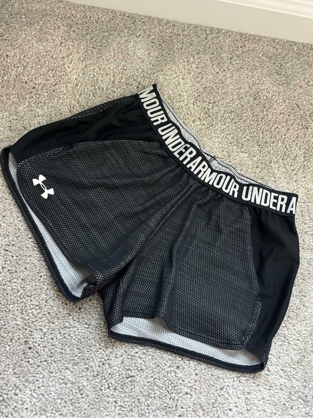 Under Armour Black Mesh Athletic Shorts with Branded Waistband
